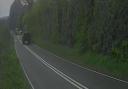The moment a tractor crashes into a van on the A360